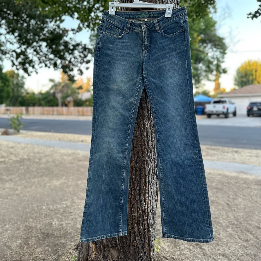 Bebe Rhinestone Pockets Y2K Vintage Blue Denim Jeans - Picture 7 of 7